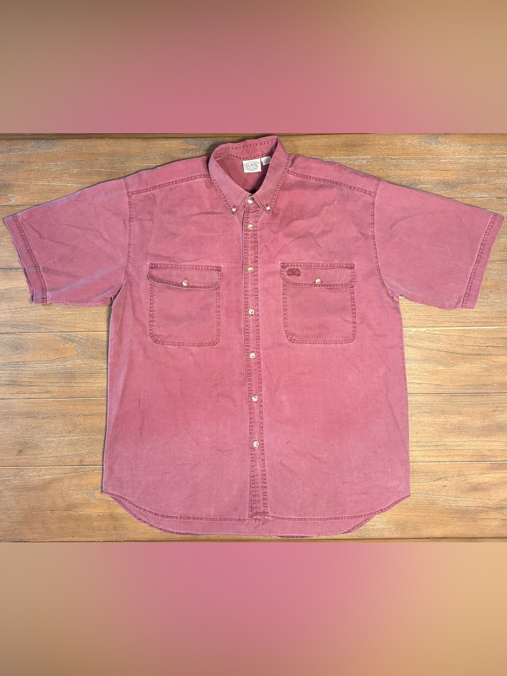 Button-Down Short-Sleeve Shirt in Dusty Rose